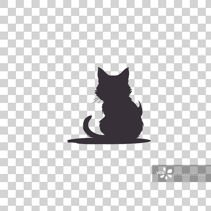 白色背景上的猫剪影艺术图片素材