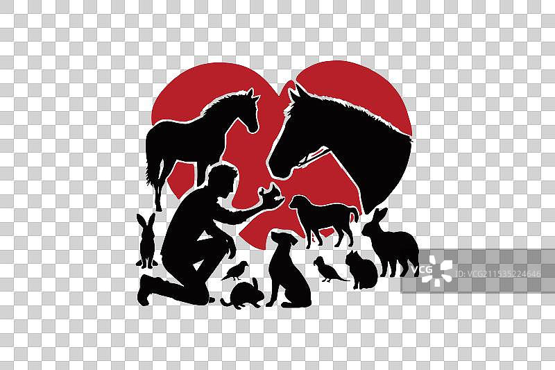 动物和人的剪影图片素材