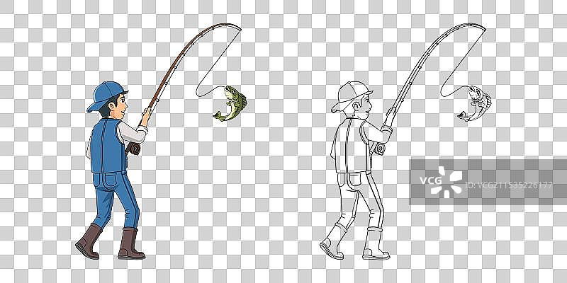 钓鱼卡通角色设计图片素材