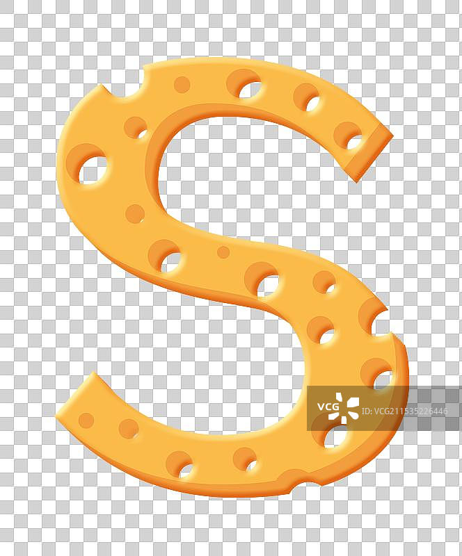 大写英文字母S奶酪字体3d符号创意图案设计免扣元素图片素材