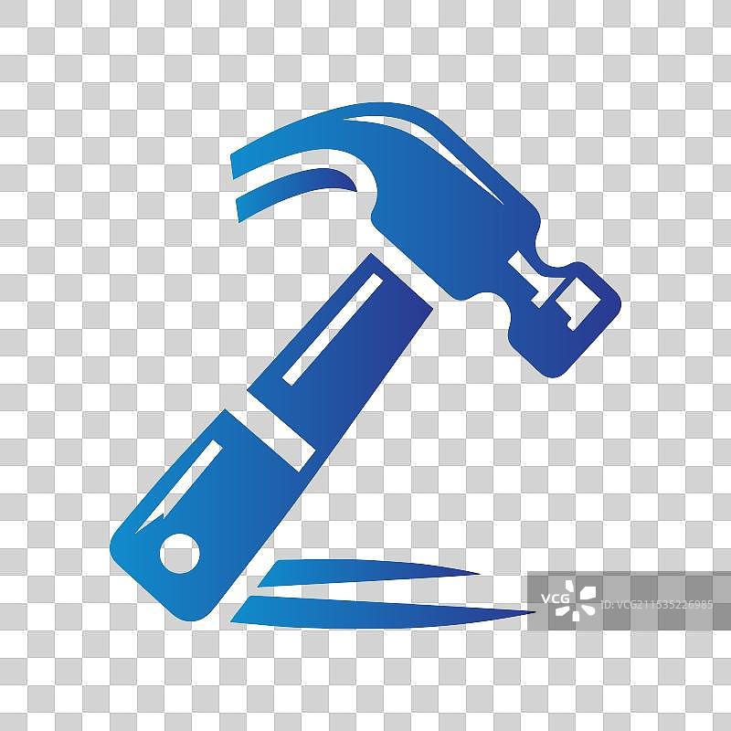 蓝色锤子图标象征着建筑和图片素材