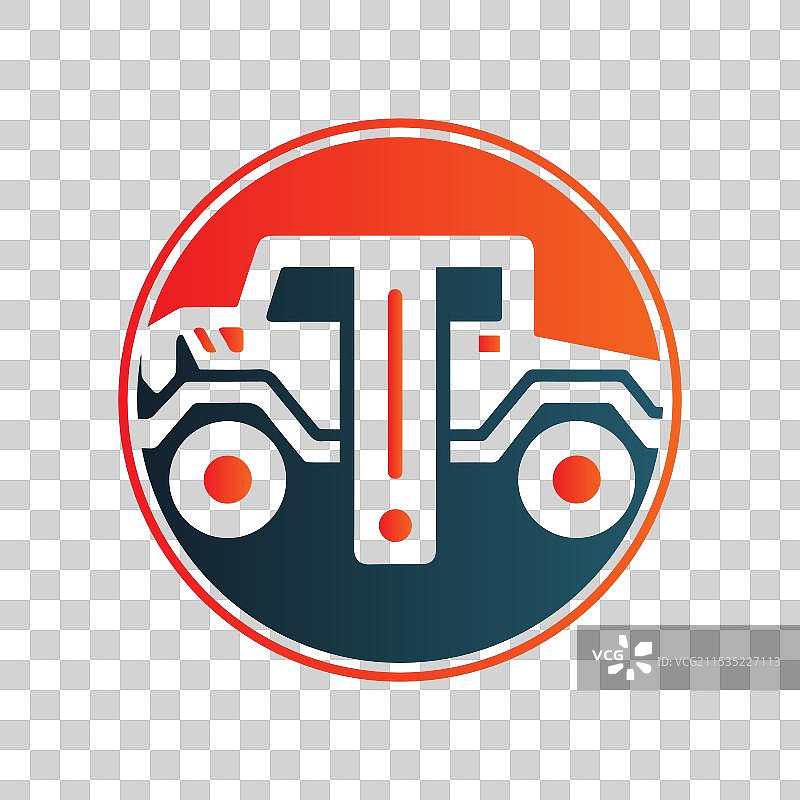 现代拖拉机标志设计，配有粗体字母。图片素材