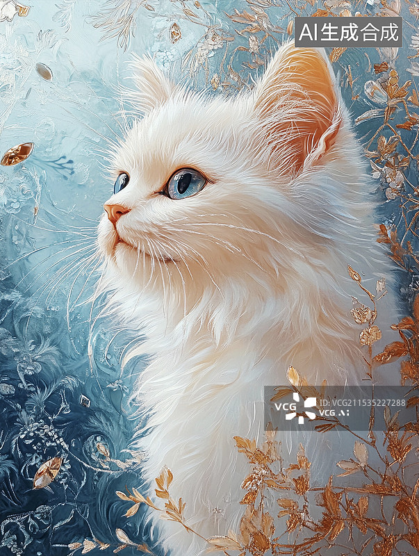 【AI数字艺术】琉璃猫猫新中式国潮装饰画图片素材