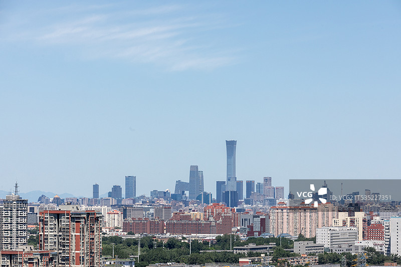 蓝天白云下的北京CBD图片素材