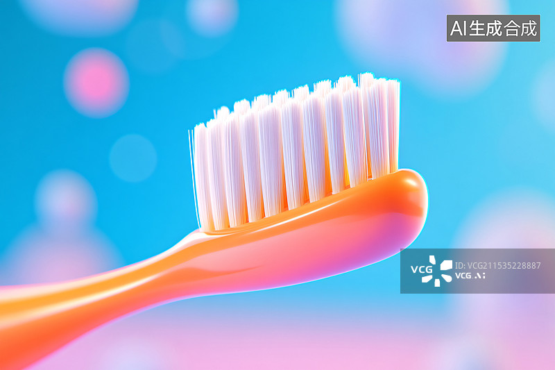 【AI数字艺术】蓝色背景上的牙刷三维渲染图片素材