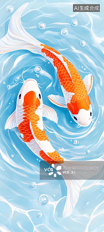 【AI数字艺术】庆祝节日春节好运锦鲤的海报插图图片素材