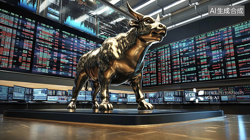 【AI数字艺术】金融科技K线股票走势图牛市图片素材