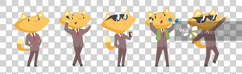 穿着正式西装的姜黄色猫咪商人角色图片素材