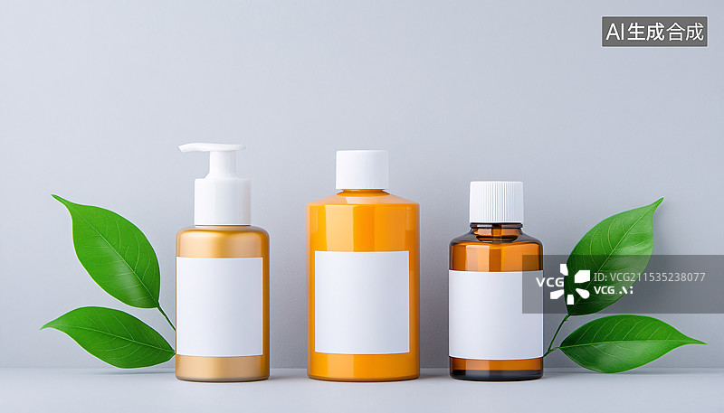 【AI数字艺术】SPA化妆品容器瓶的俯视图背景图片素材
