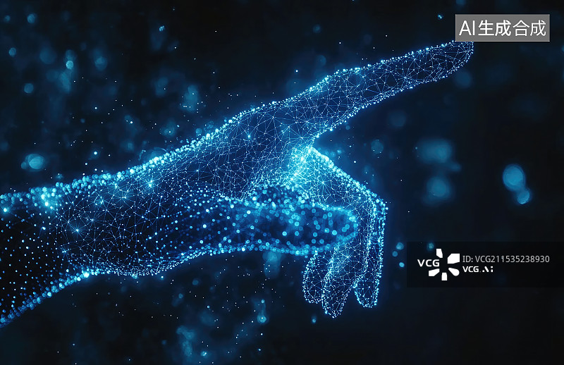 【AI数字艺术】一只科技感的粒子手图片素材