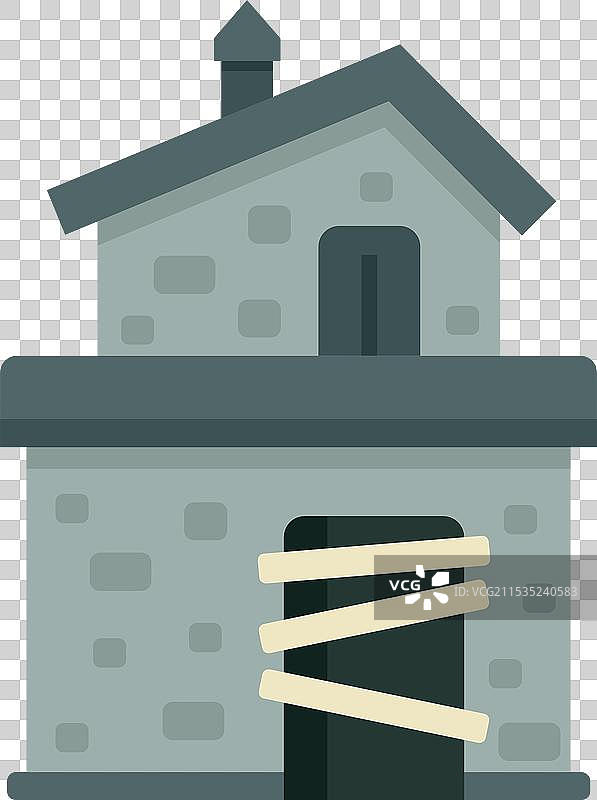 废弃的房子，门窗被封住图片素材