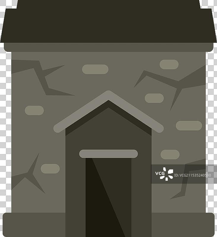 古老的石质墓穴建筑，墙面有裂缝图片素材