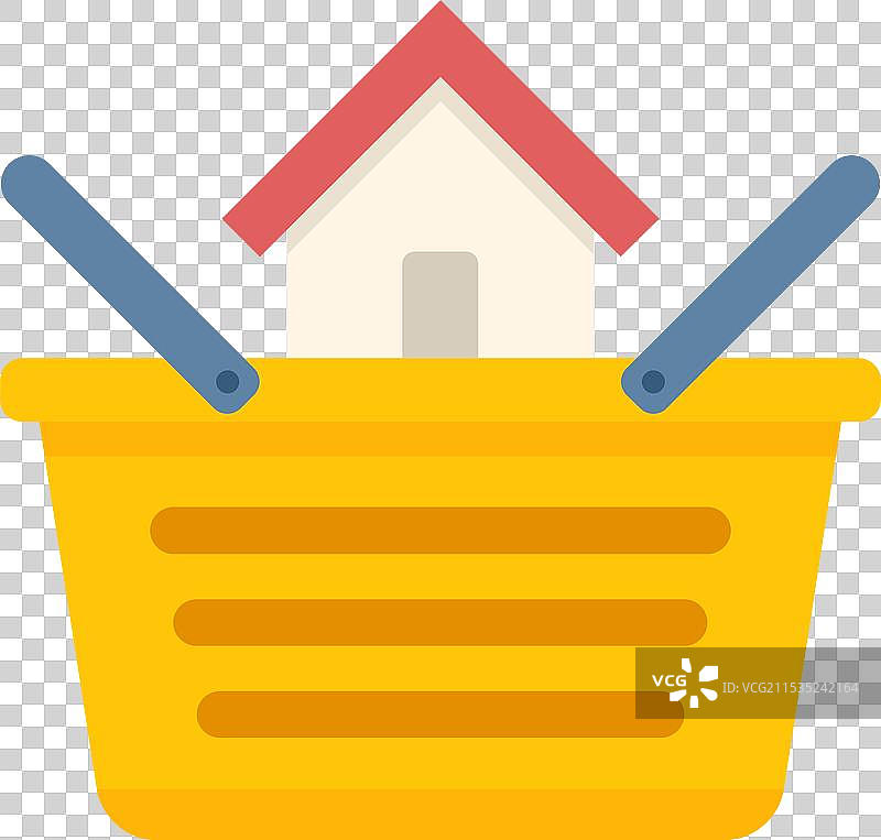 购物篮里放着一个迷你房子图片素材