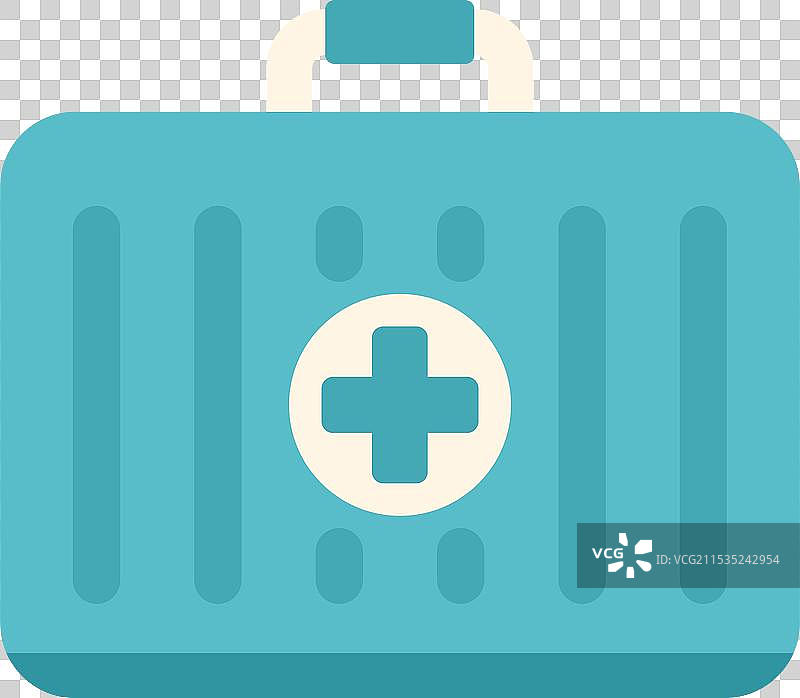 蓝色急救箱关闭，显示白色十字。图片素材