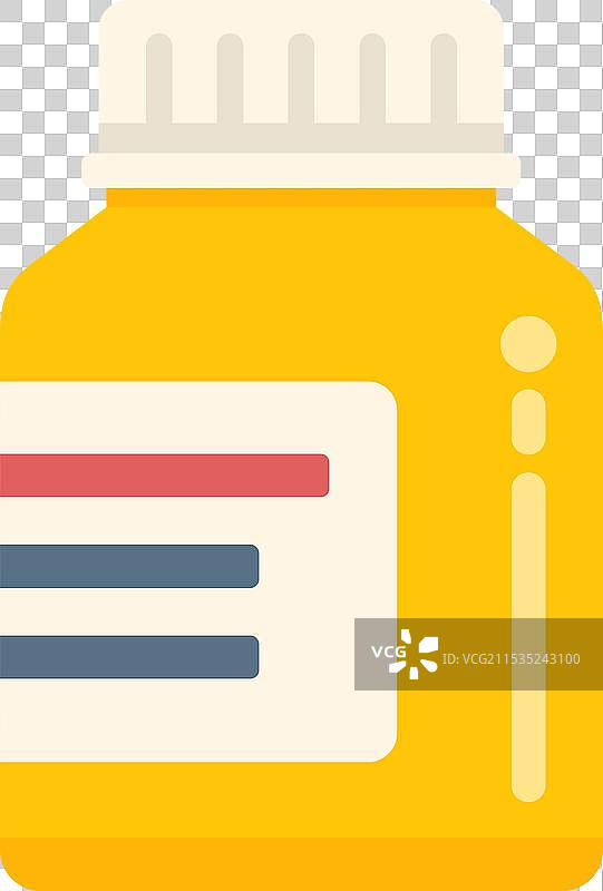 黄色塑料药瓶，带空白标签图片素材