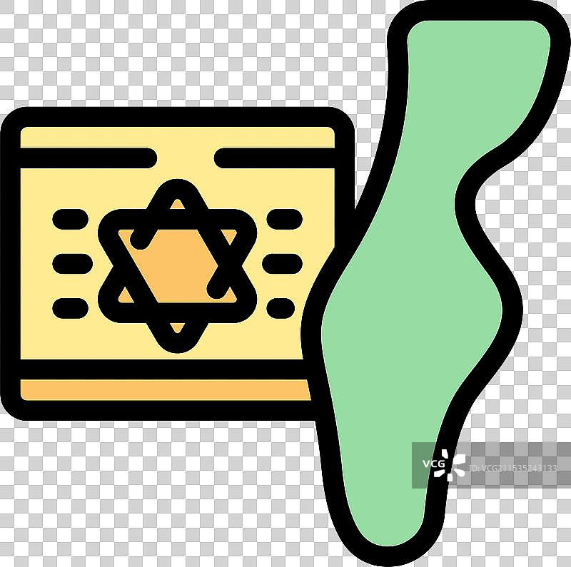 以色列地图上带有大卫星的文档图标图片素材