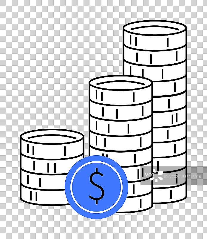 不断增长的带有美元符号的硬币堆图片素材