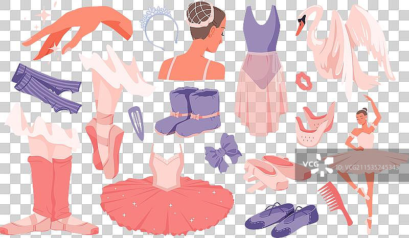 芭蕾舞套装，可爱的粉色和蓝色配饰图片素材