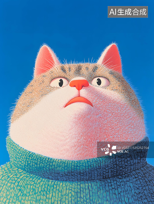【AI数字艺术】毛绒风格小猫头可爱形象壁纸图片素材