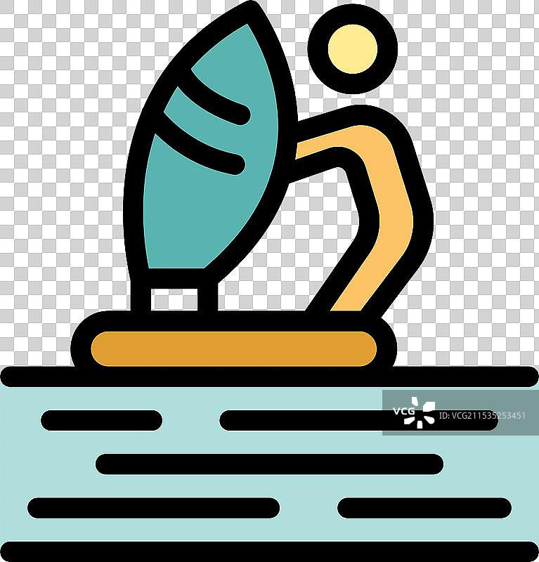 夏季，一名男子在水面上风帆冲浪图片素材