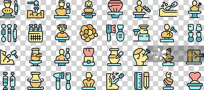 雕塑家正在创作杰作，雕刻工具和图片素材