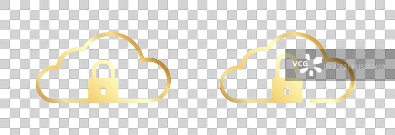 带锁的金色云图标图片素材