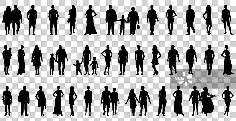 一大群人的剪影图片素材