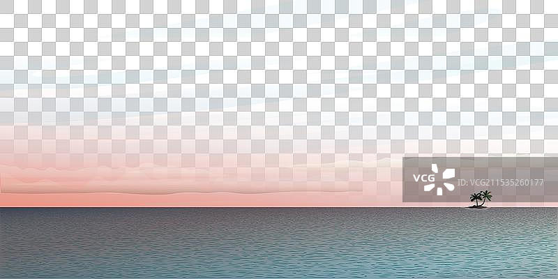 海洋上的日落与小热带岛屿图片素材