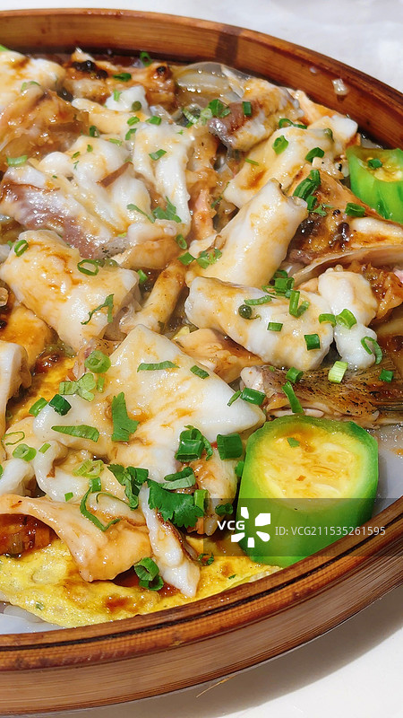 簸箕缩骨鱼三味/蒸鱼特写图片素材