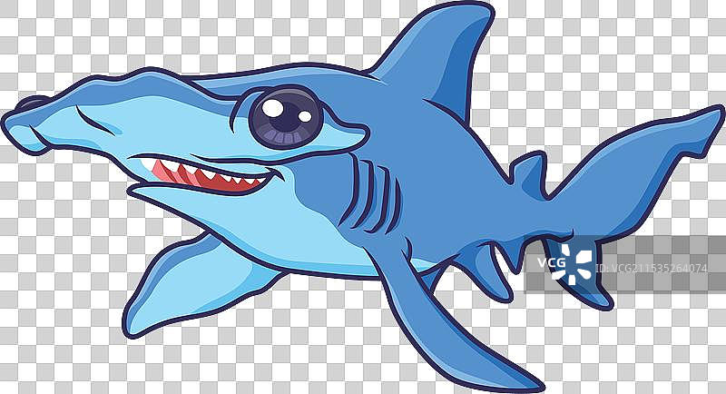 可爱的锤头鲨卡通角色图片素材