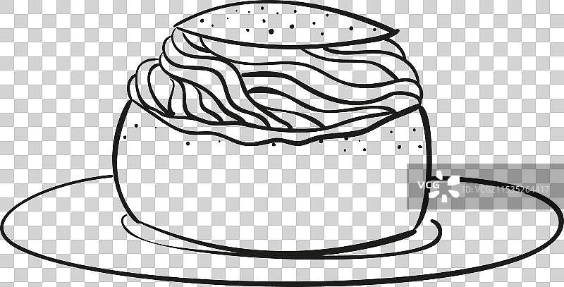 手绘线条涂鸦的传统瑞典塞姆拉糕点图片素材