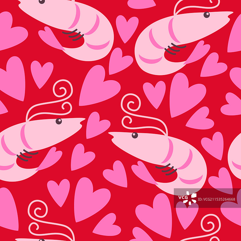 有趣的虾子无缝图案图片素材