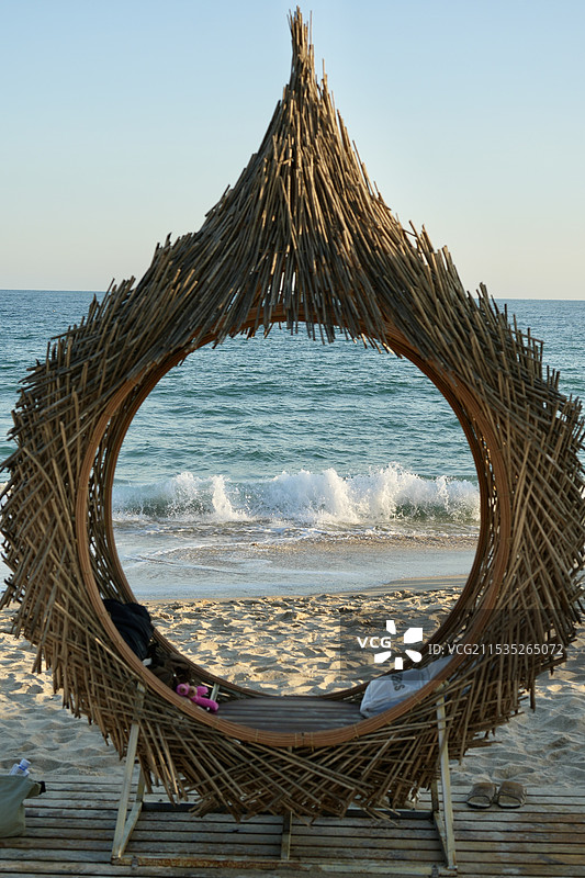 西涌海滩落日余晖图片素材