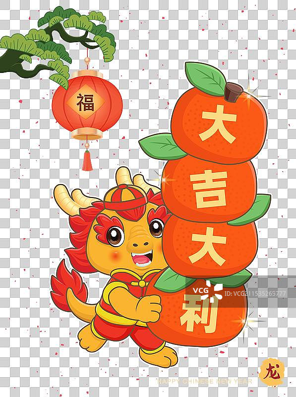 复古的春节海报设计，带有龙的元素图片素材