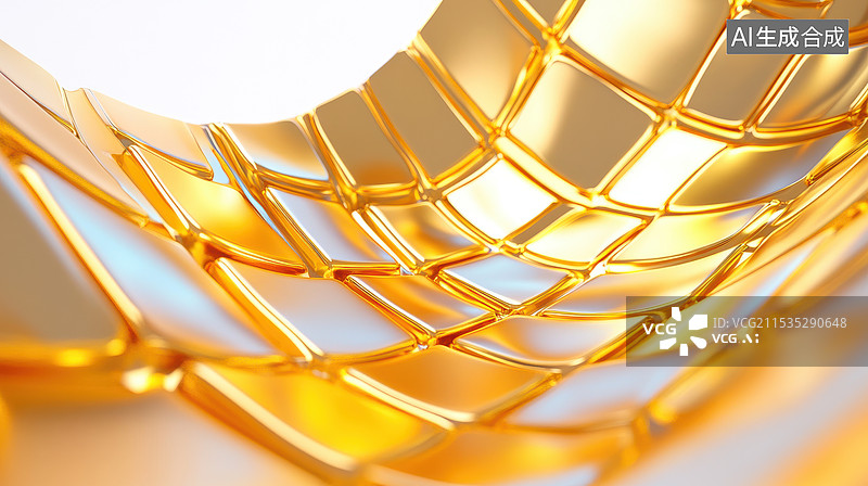 【AI数字艺术】金色网格艺术装置图片素材