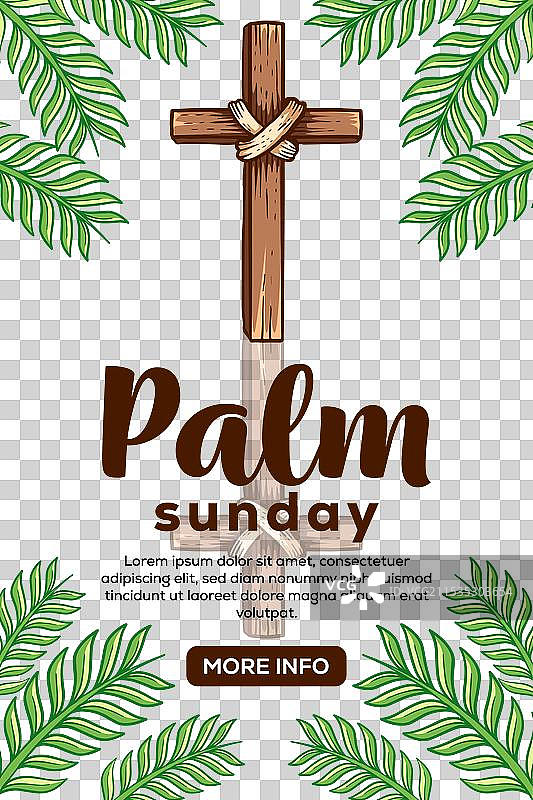 手绘的棕枝主日竖版横幅海报图片素材