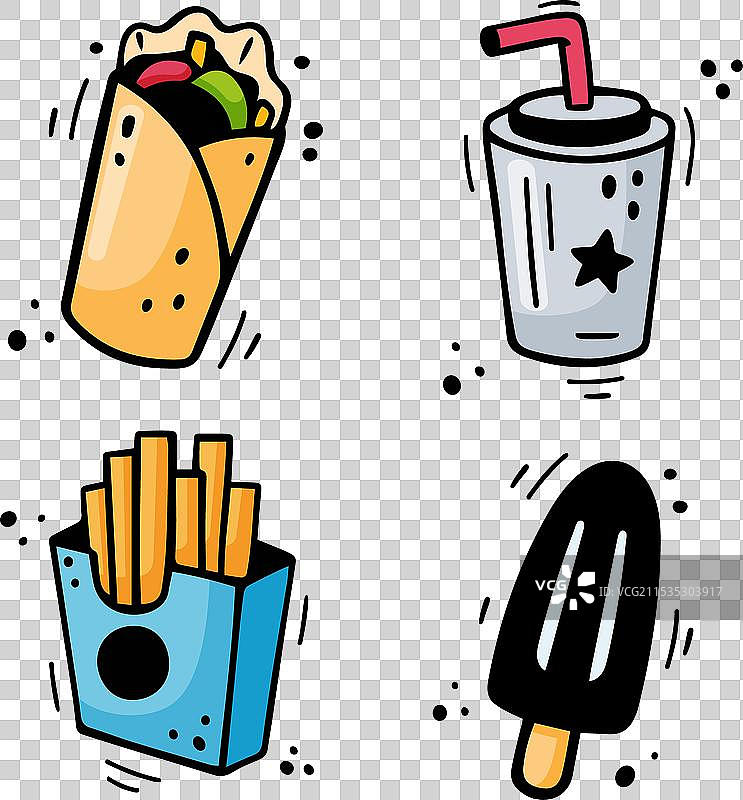 快餐套餐 - 沙威玛卷饼和薯条图片素材