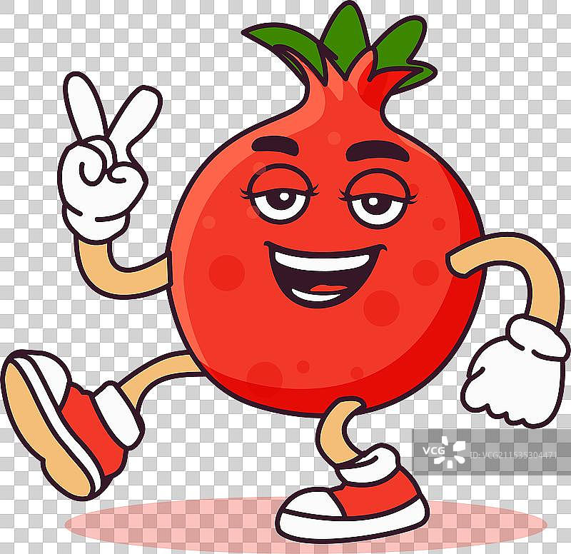 复古风格的卡通石榴角色图片素材