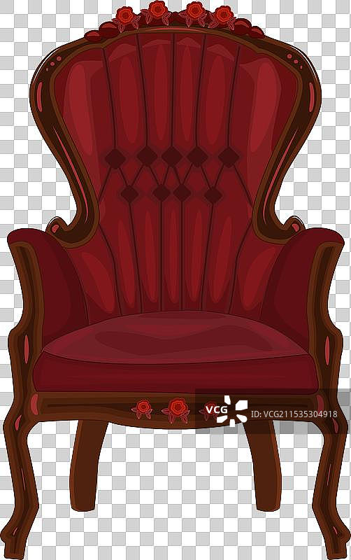 红色扶手椅孤立在白色背景上图片素材
