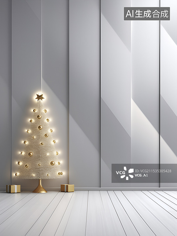 【AI数字艺术】极简圣诞树插画图片素材