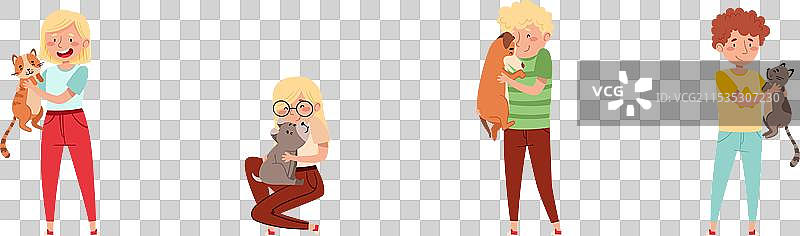 宠物主人与家养动物的组合图片素材