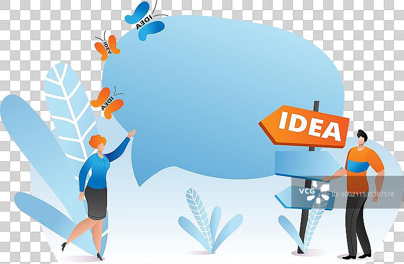 两个卡通角色指向一个大物体图片素材