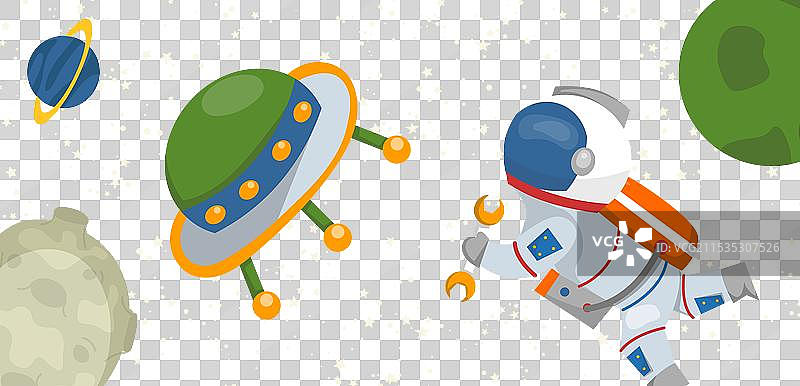 宇航员在太空中漂浮，手持扳手图片素材