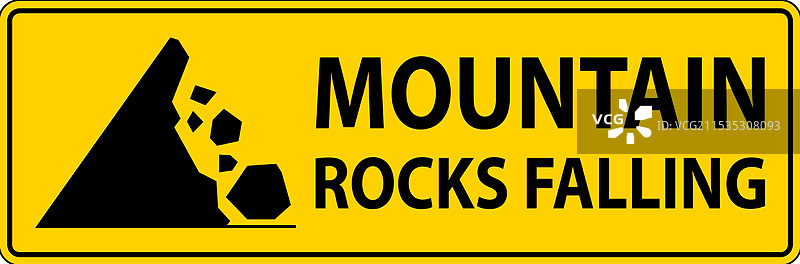 山石坠落的道路警告标志符号图片素材