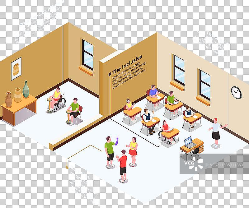 包容性的教育等距构图图片素材