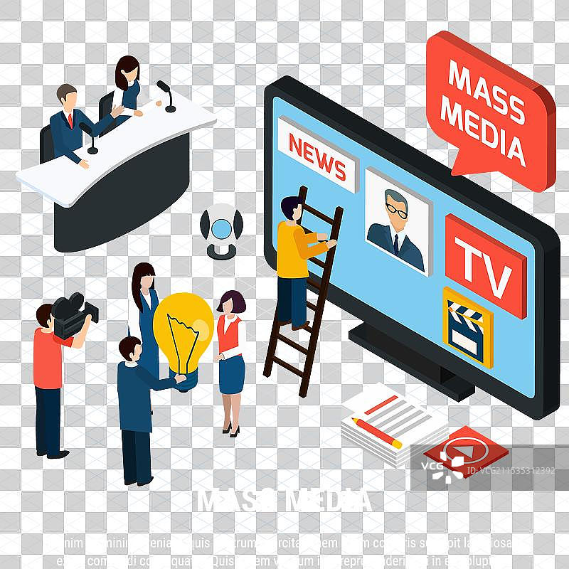 新闻机构等距背景图片素材