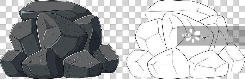 两组灰度艺术中的巨石图片素材