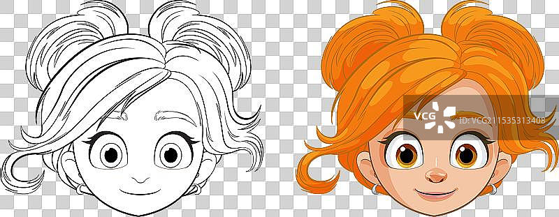 从线条艺术到上色角色的过渡图片素材