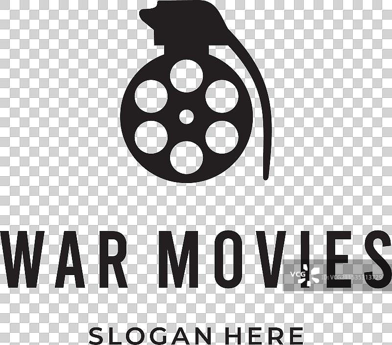 战争电影标志手榴弹与胶卷结合图片素材