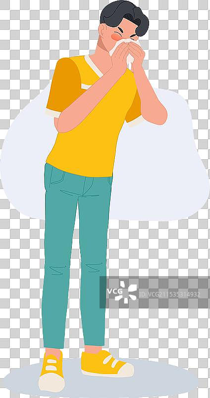 过敏和感冒预防概念，男子打喷嚏图片素材